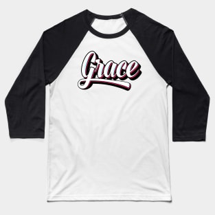 Christian Grace Typographic Design Baseball T-Shirt